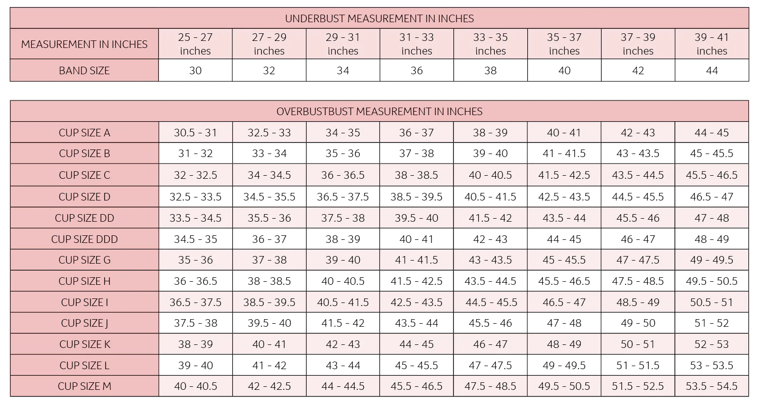 Sizing Gaps in Plus-Size B2B Portfolios alt with keywords: A size chart showing the extensive range needed for a proper plus-size bra collection