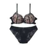 Embroidered molded-cup bra