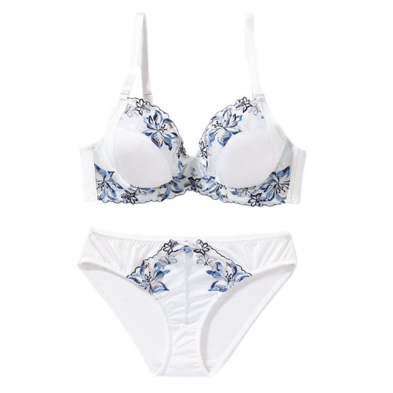 Embroidery Plus Size Bra Set
