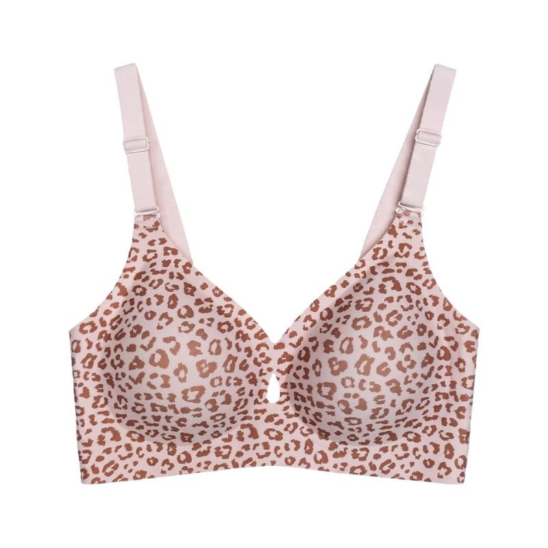 Leopard-print laser-cut bra