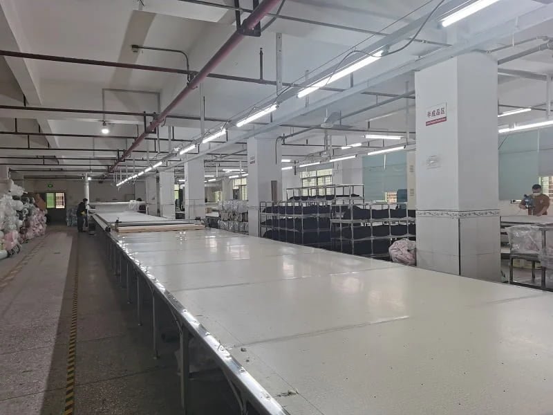 Modern production line with workers