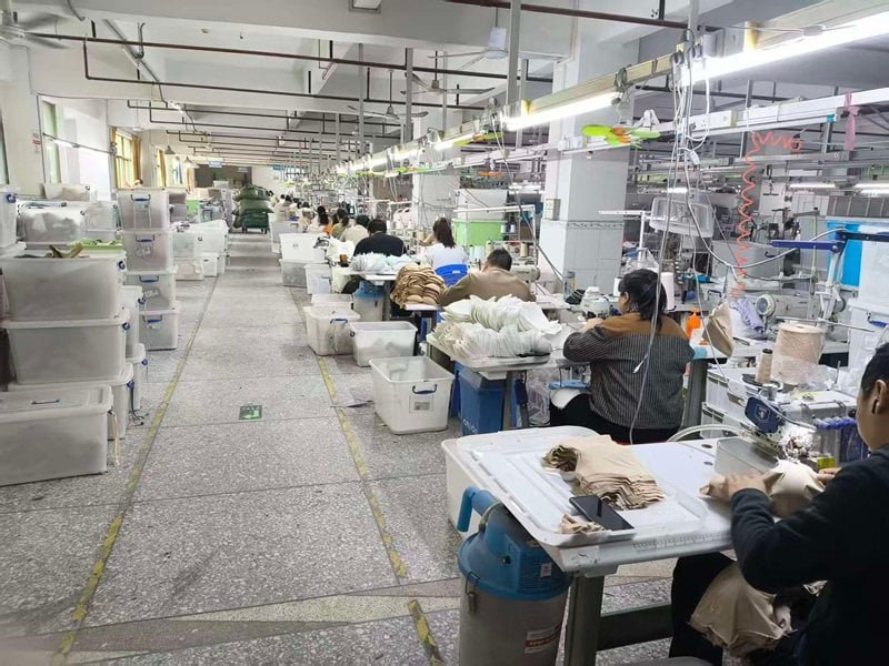 Modern production line with workers