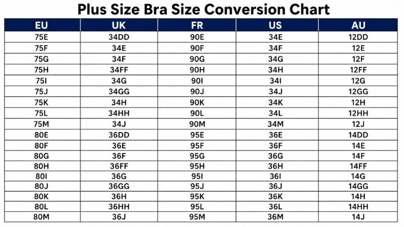 Plus-Size Bra Size Comparison Chart