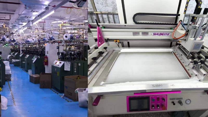 Seamless knitting machines and glue-applying machines